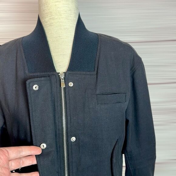 Sosken Charcoal Bomber Layered Combo Jacket & Striped Shirt Cotton Blend size 0 - Picture 4 of 16